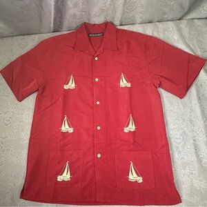 The Havanera Shirt Co. Leisure Resort Pockets & Embroidery Sailboats 44”C 29.5”L